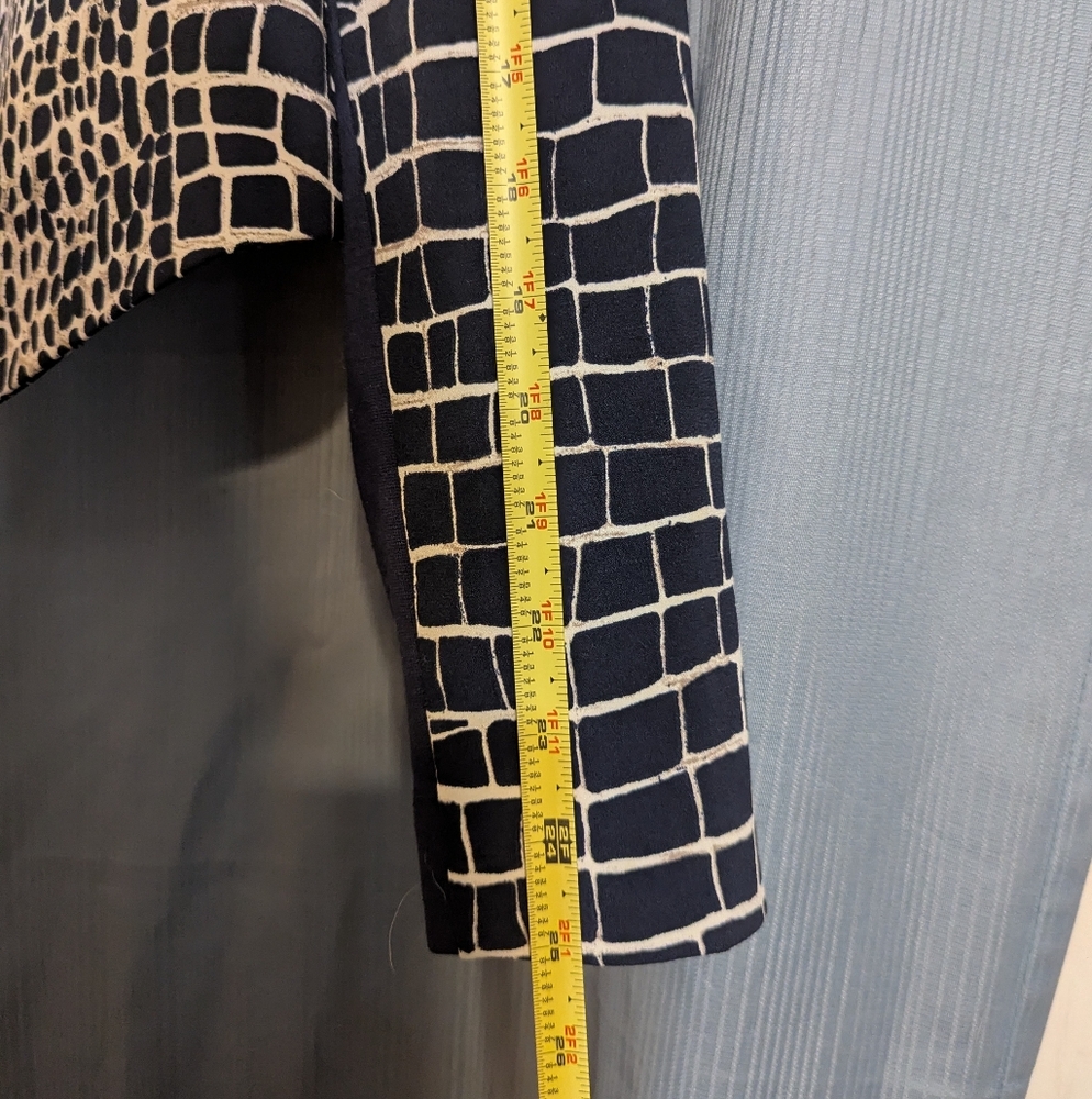 Navy White Croc Pattern Blazer Jacket - image 8